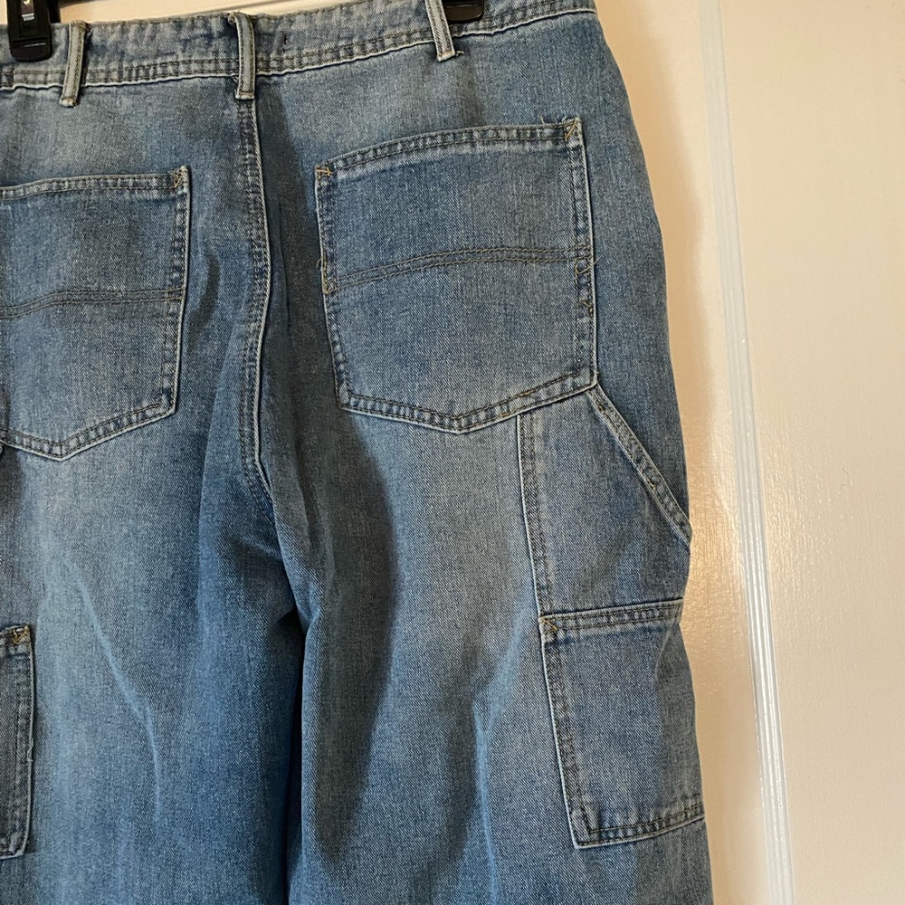 ❌SOLD❌Fashion Nova Carpenter Baggy Utility Cargo Pants Skater Jeans denim size 9 - Picture 9 of 12